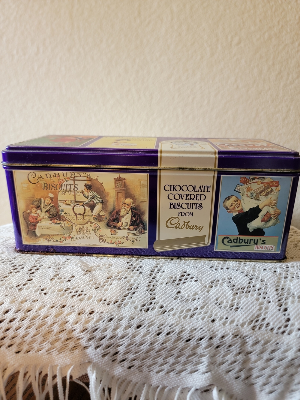 Vintage Cadbury Purple Chocolate Covered Biscuits Storage Tin